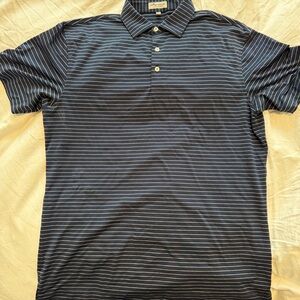 Men's Striped Polo Shirt - Navy Blue